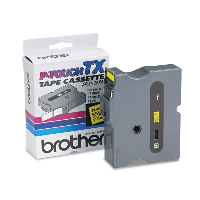 TX Tape Cartridge for PT-8000, PT-PC, PT-30/35, 0.94" x 50 ft, Black on Yellow