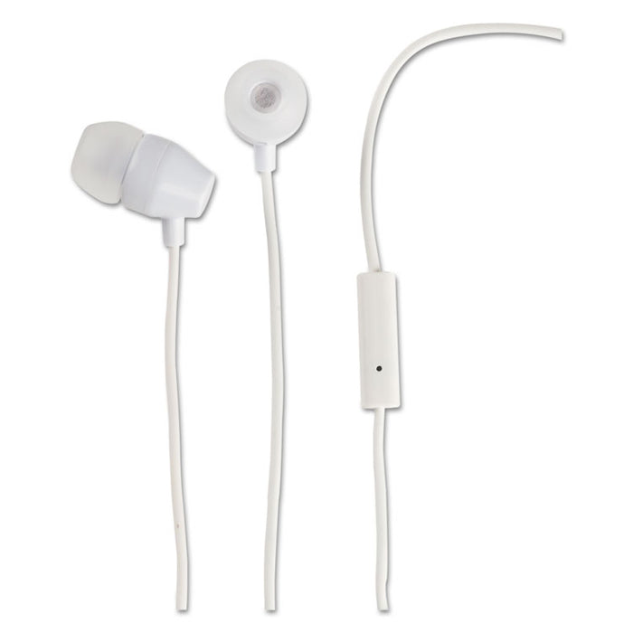 Noise Isolating Earbuds with In-line Microphone, White