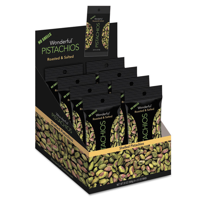 Wonderful Pistachios, Dry Roasted and Salted, 2.5 oz, 8/Box
