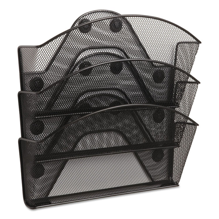 Onyx Magnetic Mesh Panel Accessories, 3 File Pocket, 13 x 4 1/3 x 13 1/2. Black