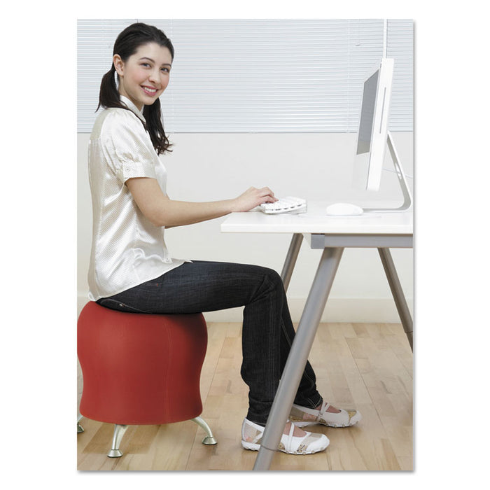 Zenergy Ball Chair, Backless, Supports Up to 250 lb, Crimson Fabric Seat, Silver Base