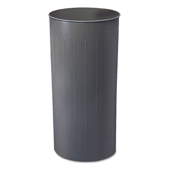 Round Wastebasket, Steel, 22 gal, Charcoal
