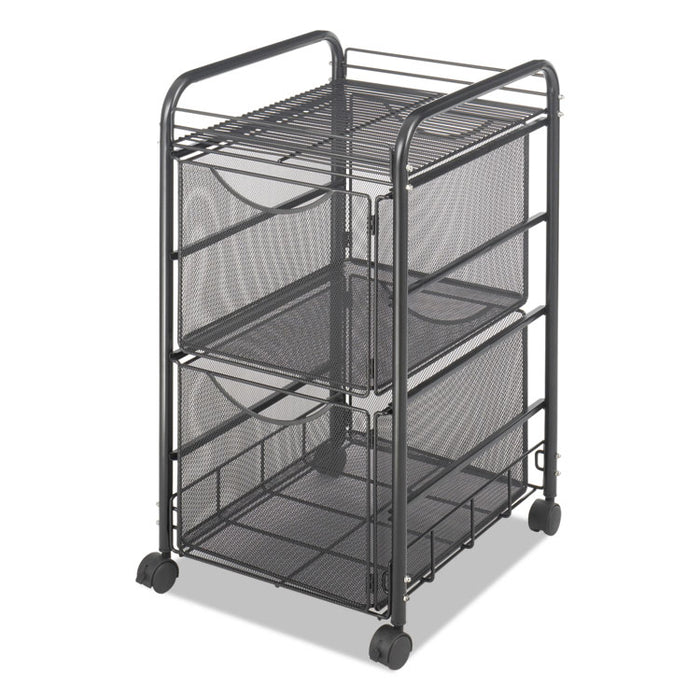 Onyx Mesh Mobile Double File, One-Shelf, 15.75w x 17d x 27h, Black
