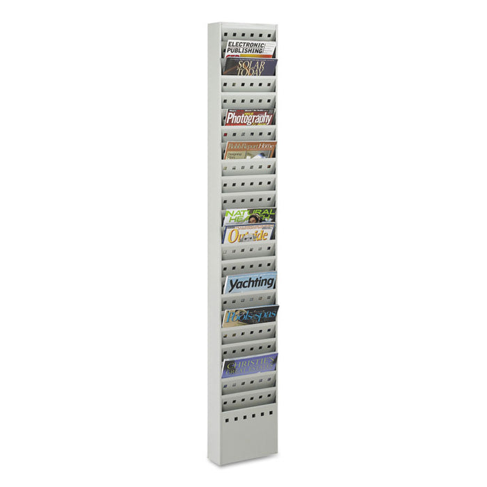 Steel Magazine Rack, 23 Compartments, 10w x 4d x 65.5h, Gray