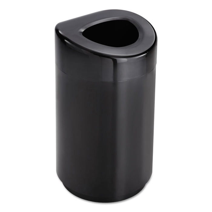 Open Top Round Waste Receptacle, Steel, 30 gal, Black