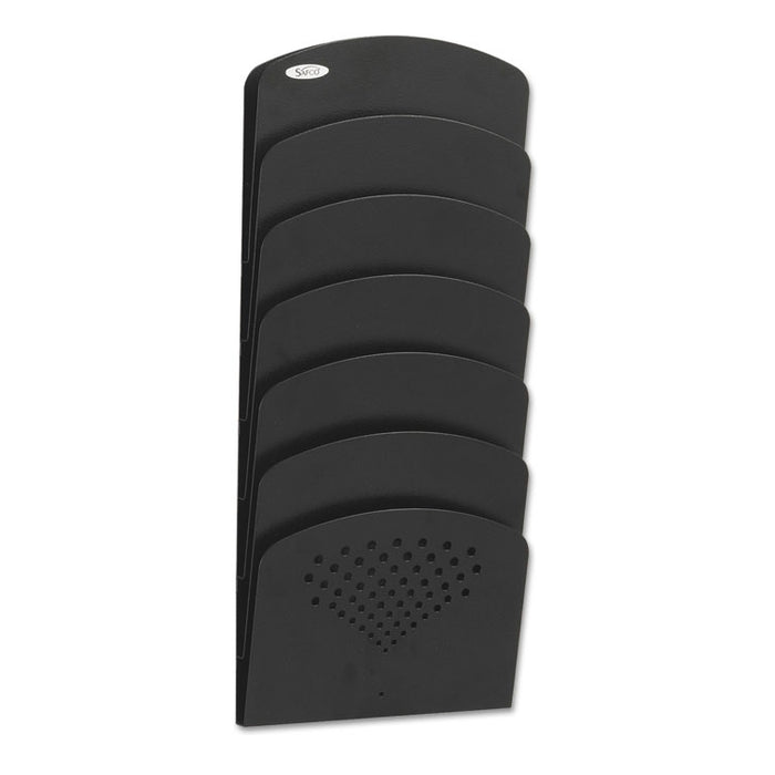 Steel Wall Rack, 7 Sections, Letter/Legal Size, 9.5" x 2" x 21.75", Black