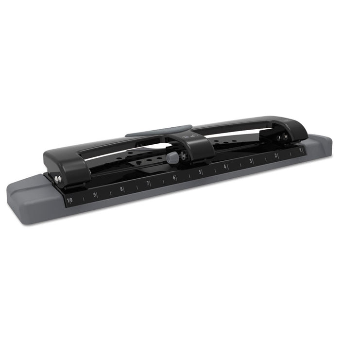 12-Sheet SmartTouch Three-Hole Punch, 9/32" Holes, Black/Gray