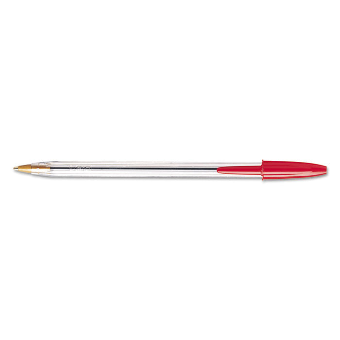 Cristal Xtra Smooth Stick Ballpoint Pen, 1mm, Red Ink, Clear Barrel, Dozen