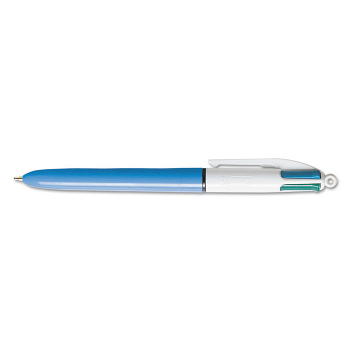 4-Color Retractable Ballpoint Pen, 1mm, Black/Blue/Green/Red Ink, Blue Barrel, 3/Pack