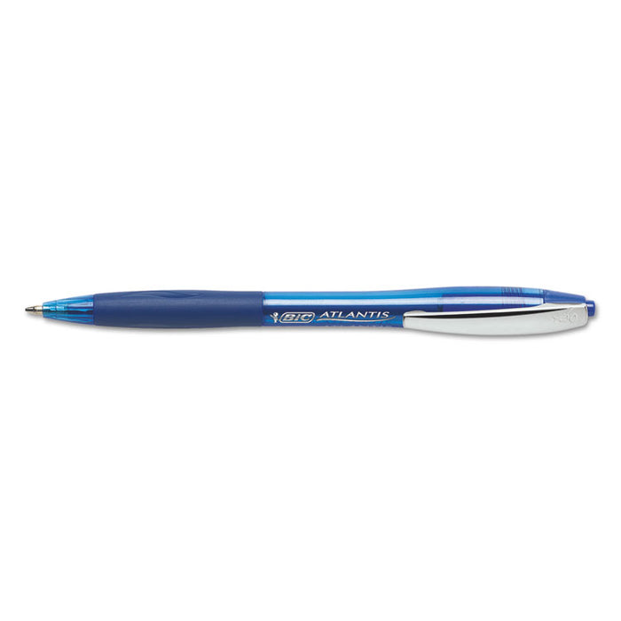 Atlantis Retractable Ballpoint Pen, Medium 1mm, Blue Ink/Barrel, Dozen