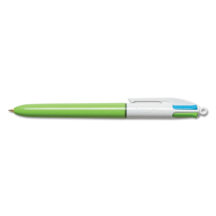 Retractable Ballpoint Pen, 1mm, Lime/Pink/Purple/Turq Ink, Lime Barrel, 2/Pack