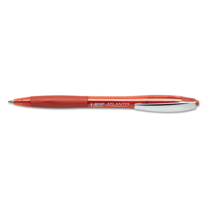 Atlantis Retractable Ballpoint Pen, Medium 1mm, Red Ink/Barrel, Dozen