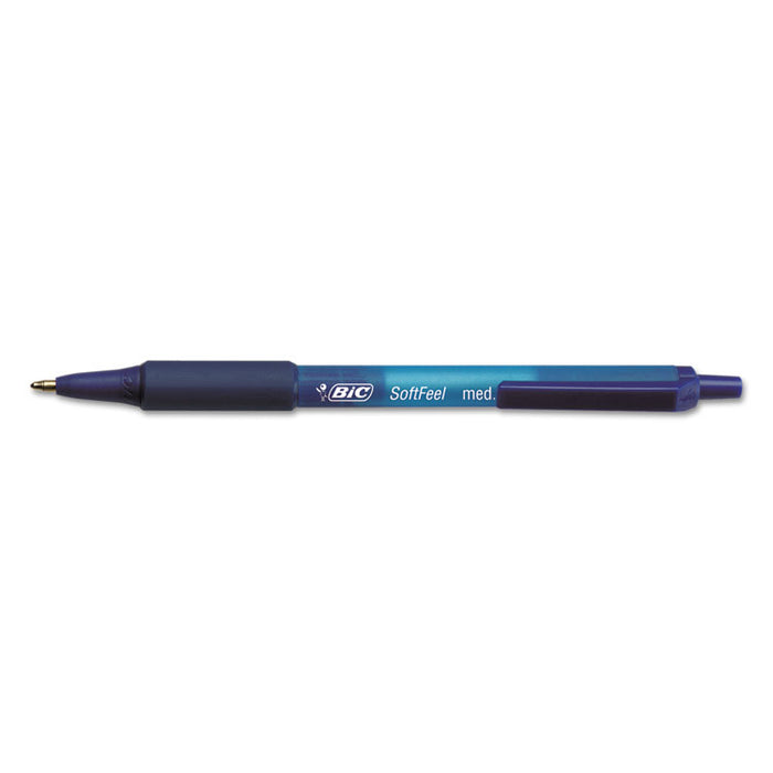 Soft Feel Ballpoint Pen, Retractable, Medium 1 mm, Blue Ink, Blue Barrel, Dozen