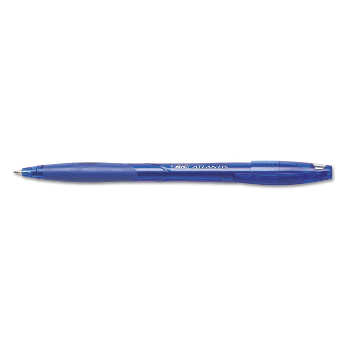 Atlantis Stick Ballpoint Pen, Medium 1mm, Blue Ink/Barrel, Dozen