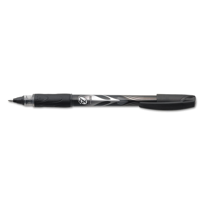 Roller Glide Deco Roller Ball Pen, Fine 0.7mm, Black Ink, Silver/Black Barrel, Dozen
