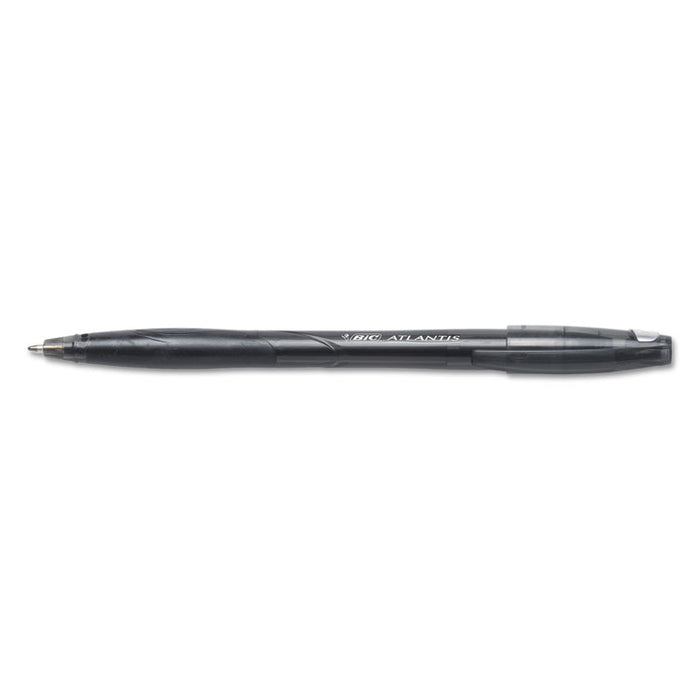 Atlantis Stick Ballpoint Pen, Medium 1mm, Black Ink/Barrel, Dozen