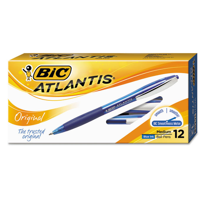 Atlantis Retractable Ballpoint Pen, Medium 1mm, Blue Ink/Barrel, Dozen