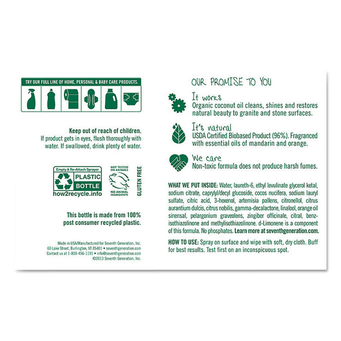 Natural Granite & Stone Cleaner, Mandarin Orange, 18 oz Spray Bottle