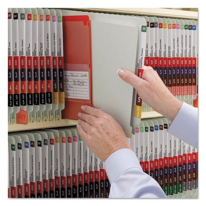 End Tab Pressboard Classification Folders with SafeSHIELD Coated Fasteners, 1 Divider, Letter Size, Gray-Green, 10/Box