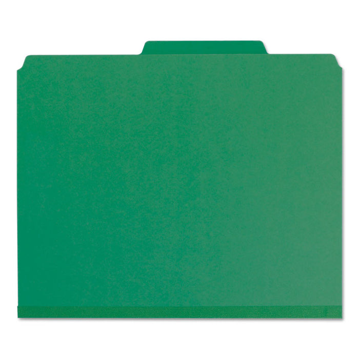 100% Recycled Pressboard Classification Folders, 2 Dividers, Letter Size, Green, 10/Box
