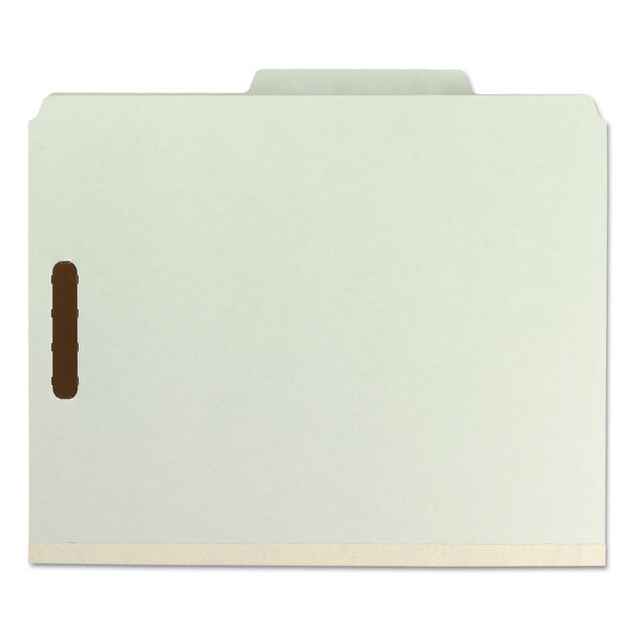 100% Recycled Pressboard Classification Folders, 2 Dividers, Letter Size, Gray-Green, 10/Box