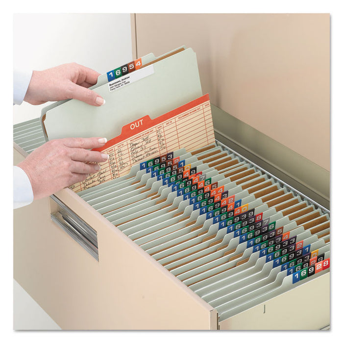 100% Recycled Pressboard Classification Folders, 3 Dividers, Legal Size, Gray-Green, 10/Box