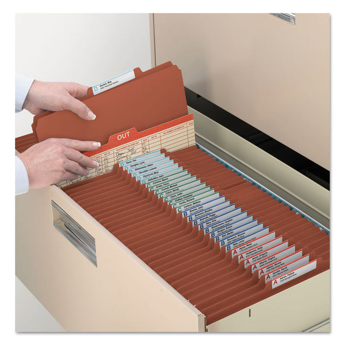 100% Recycled Pressboard Classification Folders, 1 Divider, Legal Size, Red, 10/Box