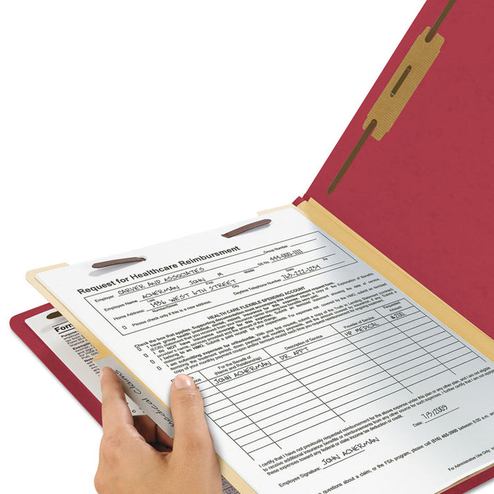 Colored Top Tab Classification Folders, 1 Divider, Letter Size, Red, 10/Box