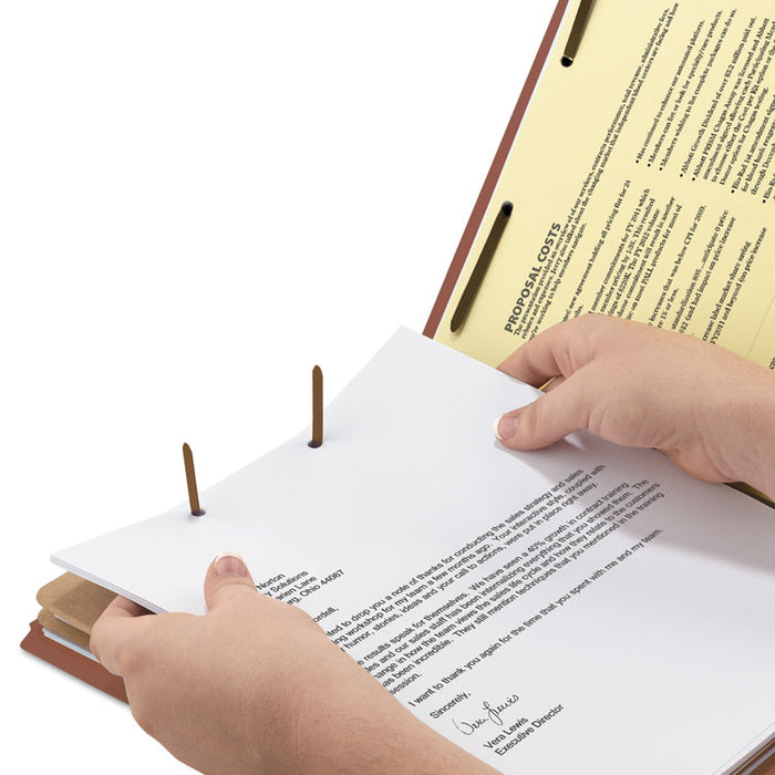 Six-Section Pressboard Top Tab Classification Folders with SafeSHIELD Fasteners, 2 Dividers, Letter Size, Assorted, 10/Box