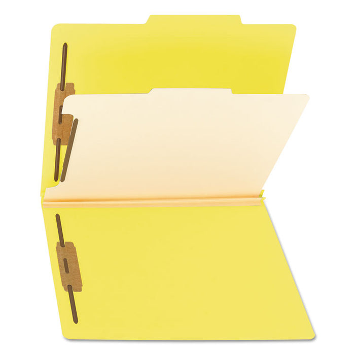 Colored Top Tab Classification Folders, 1 Divider, Letter Size, Yellow, 10/Box