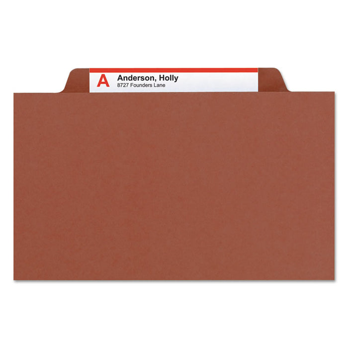 100% Recycled Pressboard Classification Folders, 1 Divider, Letter Size, Red, 10/Box