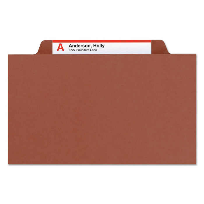 100% Recycled Pressboard Classification Folders, 1 Divider, Letter Size, Red, 10/Box