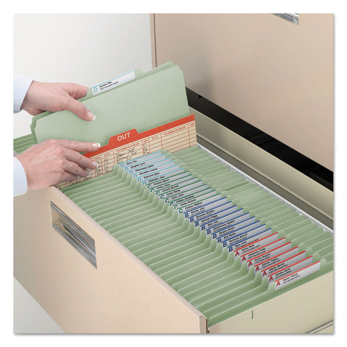 100% Recycled Pressboard Classification Folders, 1 Divider, Legal Size, Gray-Green, 10/Box