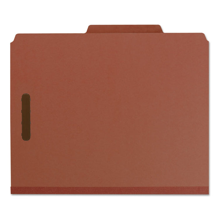 100% Recycled Pressboard Classification Folders, 2 Dividers, Letter Size, Red, 10/Box