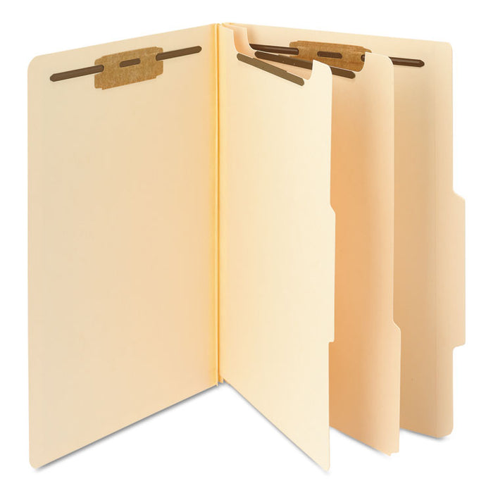 Manila Four- and Six-Section Top Tab Classification Folders, 2 Dividers, Legal Size, Manila, 10/Box