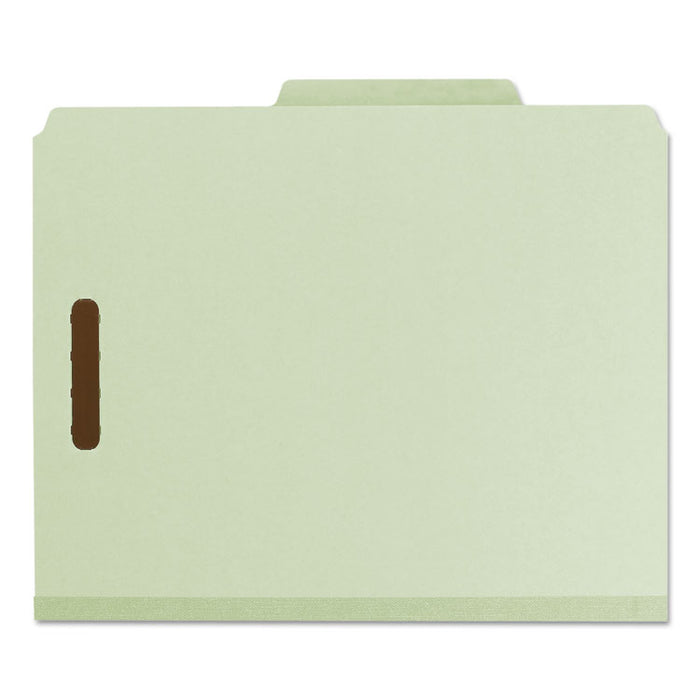 100% Recycled Pressboard Classification Folders, 3 Dividers, Letter Size, Gray-Green, 10/Box