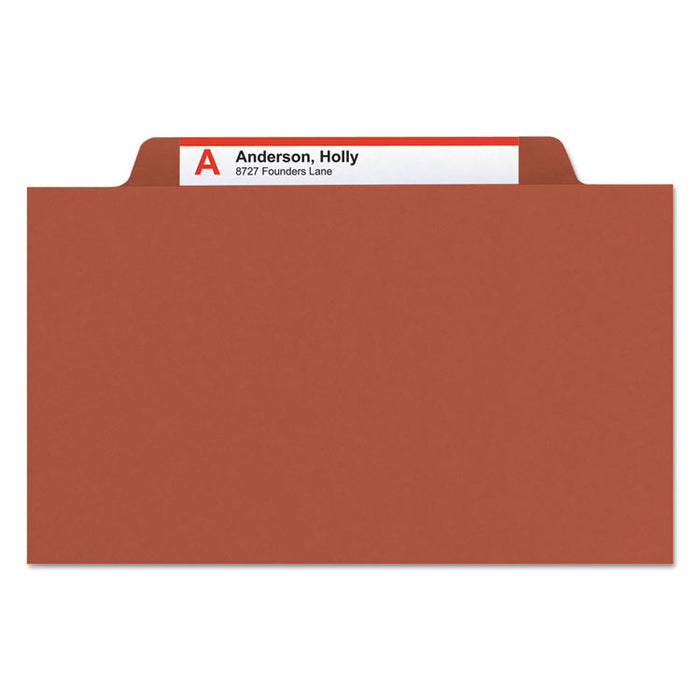100% Recycled Pressboard Classification Folders, 1 Divider, Legal Size, Red, 10/Box