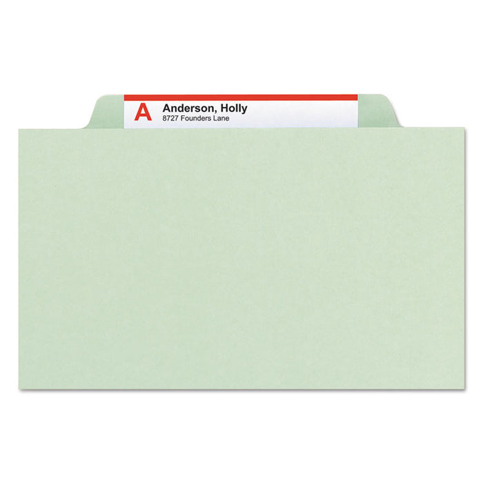 100% Recycled Pressboard Classification Folders, 2 Dividers, Legal Size, Gray-Green, 10/Box