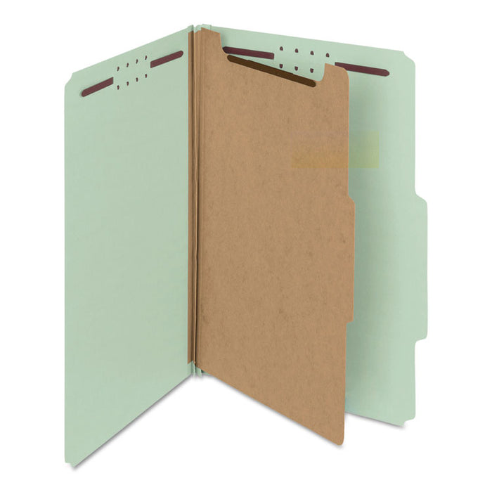100% Recycled Pressboard Classification Folders, 1 Divider, Legal Size, Gray-Green, 10/Box