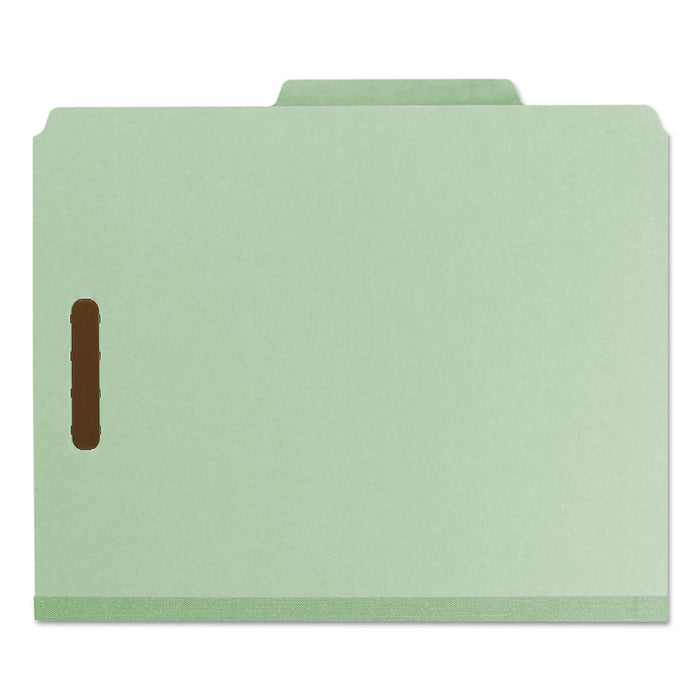 100% Recycled Pressboard Classification Folders, 1 Divider, Letter Size, Gray-Green, 10/Box