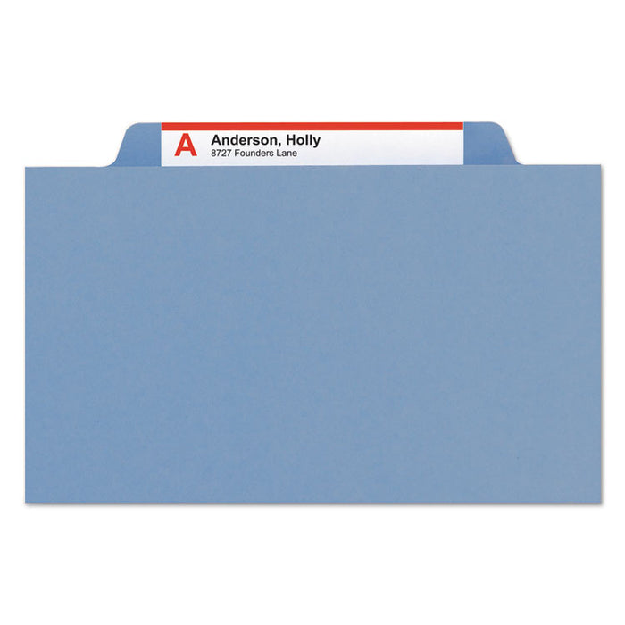 Colored Top Tab Classification Folders, 2 Dividers, Letter Size, Blue, 10/Box