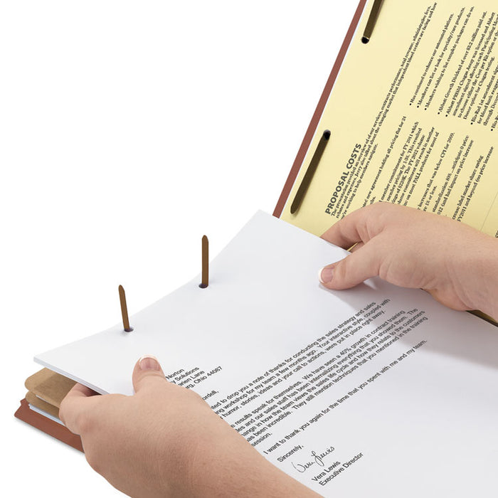 100% Recycled Pressboard Classification Folders, 2 Dividers, Legal Size, Red, 10/Box