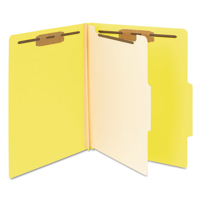 Colored Top Tab Classification Folders, 1 Divider, Letter Size, Yellow, 10/Box