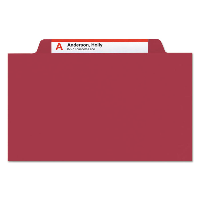 Colored Top Tab Classification Folders, 1 Divider, Letter Size, Red, 10/Box