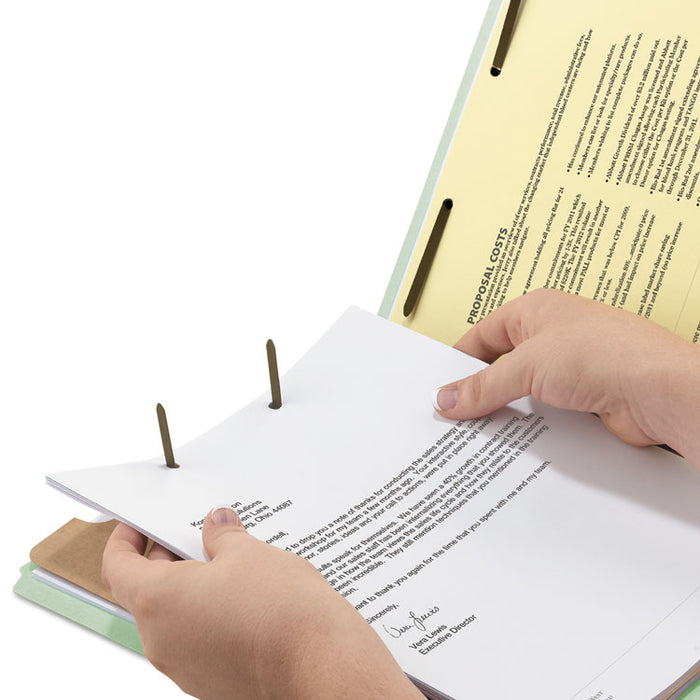 100% Recycled Pressboard Classification Folders, 1 Divider, Legal Size, Gray-Green, 10/Box