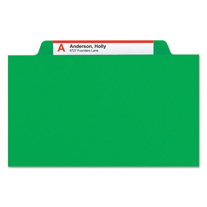 Colored Top Tab Classification Folders, 1 Divider, Letter Size, Green, 10/Box
