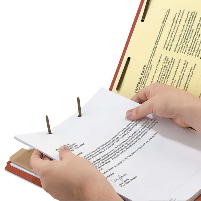 100% Recycled Pressboard Classification Folders, 1 Divider, Legal Size, Red, 10/Box