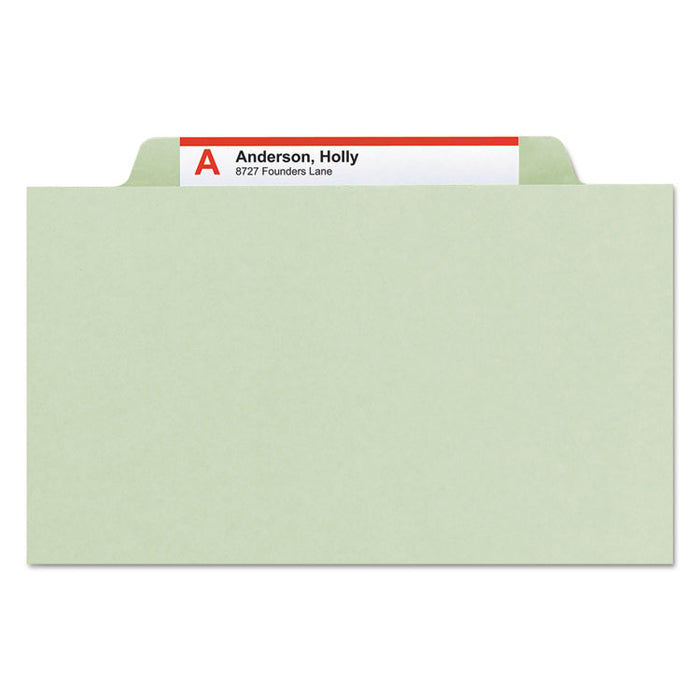 100% Recycled Pressboard Classification Folders, 1 Divider, Legal Size, Gray-Green, 10/Box