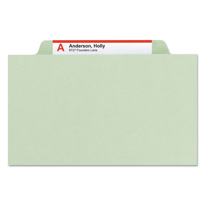 100% Recycled Pressboard Classification Folders, 3 Dividers, Letter Size, Gray-Green, 10/Box