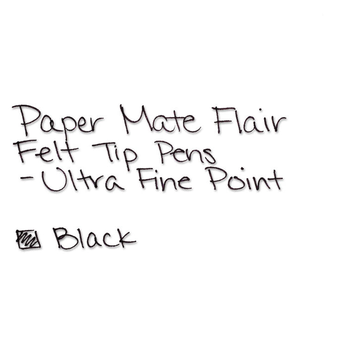 Flair Felt Tip Stick Porous Point Marker Pen, 0.4mm, Black Ink/Barrel, Dozen